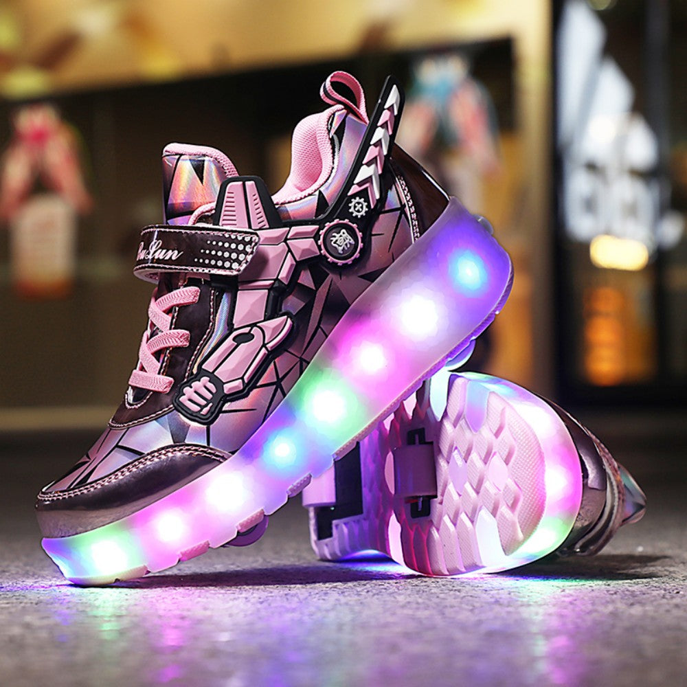 Kinderskateschuhe mit bunten LED-Lichtern
