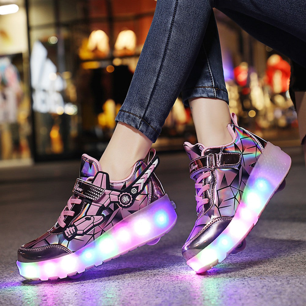Kinderskateschuhe mit bunten LED-Lichtern