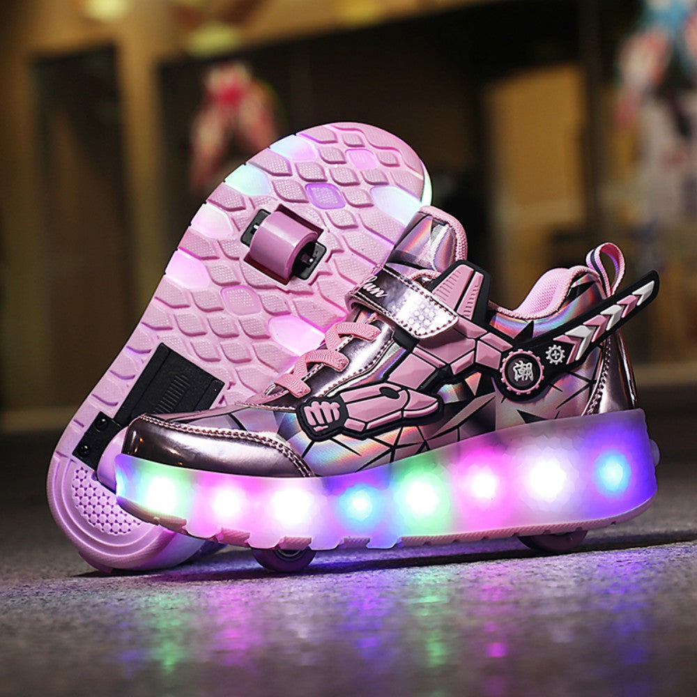Kinderskateschuhe mit bunten LED-Lichtern