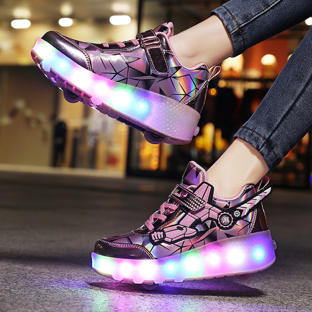 Kinderskateschuhe mit bunten LED-Lichtern
