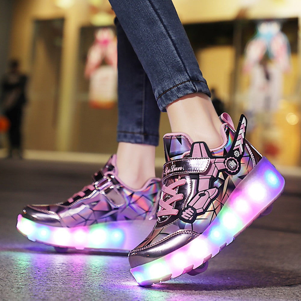 Kinderskateschuhe mit bunten LED-Lichtern