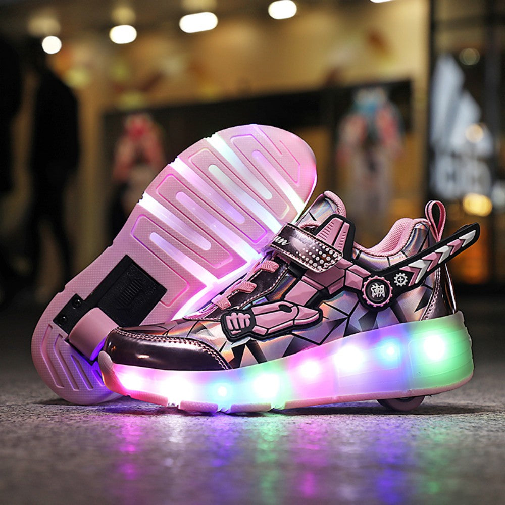 Kinderskateschuhe mit bunten LED-Lichtern