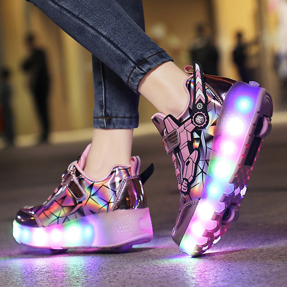 Kinderskateschuhe mit bunten LED-Lichtern
