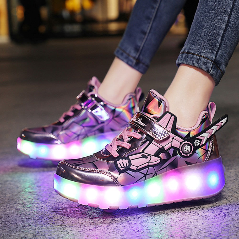 Kinderskateschuhe mit bunten LED-Lichtern